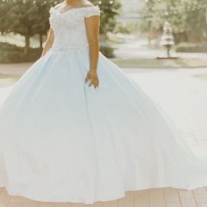 Pastel blue satin corset gown